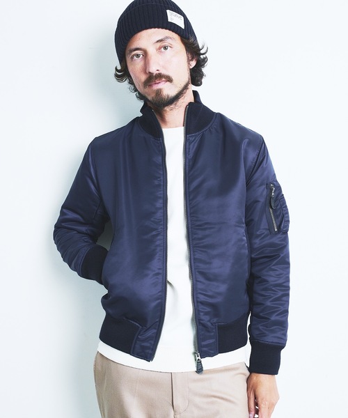 Magine（マージン）の「NYLON THINSULATE STAND RIB MA-1 JKT:ナイロン シンサレート スタンドリブ MA-1 22AW（MA-1・メンズ・ブラック/ネイビー/オリーブ・44/46/48）」の16枚目の写真