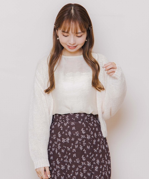 flower（フラワー）の「メランジニットカーディガン（カーディガン/ボレロ・レディース・ベージュ/アイボリー・FREE）」の10枚目の写真