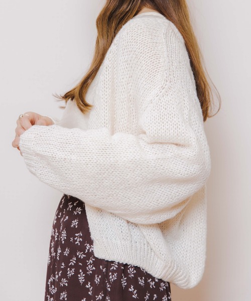 flower（フラワー）の「メランジニットカーディガン（カーディガン/ボレロ・レディース・ベージュ/アイボリー・FREE）」の8枚目の写真