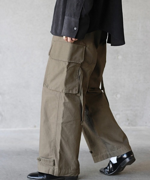 y/m by れぽすけ（イムバイレポスケ）の「ワイドミリタリーパンツ（カーゴパンツ・メンズ・ブラック/カーキ・MEDIUM/LARGE）」の15枚目の写真