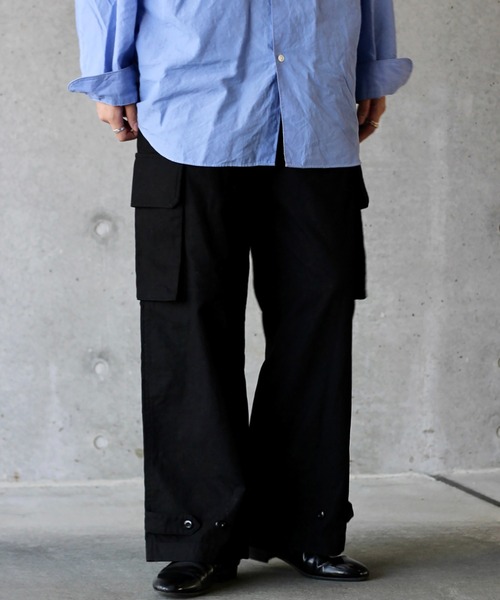 y/m by れぽすけ（イムバイレポスケ）の「ワイドミリタリーパンツ（カーゴパンツ・メンズ・ブラック/カーキ・MEDIUM/LARGE）」の3枚目の写真