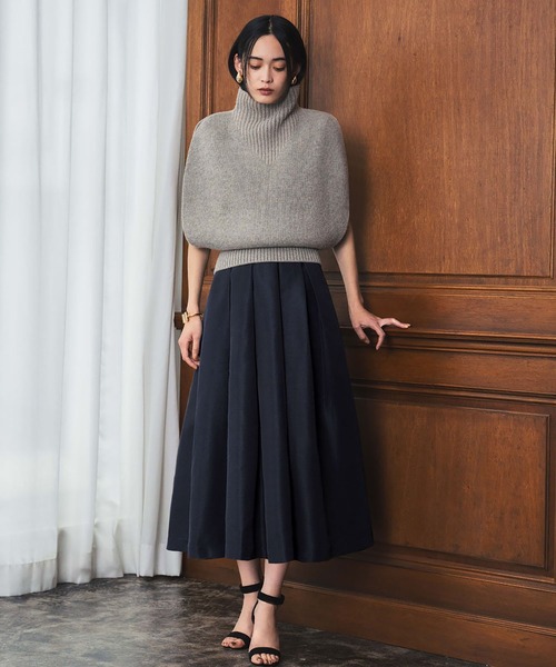 ELFRANK(エルフランク)の「【S~Lサイズ展開】グログランボックスタックフレアロングスカート(スカート・レディース・ブラック/レッド/グリーン/マスタード/ネイビー/シルバー・FREE/S/M/L)」の10枚目の写真