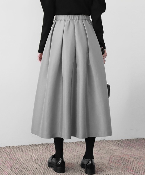 ELFRANK(エルフランク)の「【S~Lサイズ展開】グログランボックスタックフレアロングスカート(スカート・レディース・ブラック/レッド/グリーン/マスタード/ネイビー/シルバー・FREE/S/M/L)」の20枚目の写真