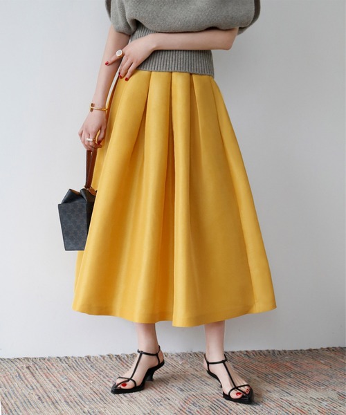 ELFRANK（エルフランク）の「グログランボックスタックフレアロングスカート（スカート・レディース・ブラック/レッド/グリーン/マスタード/ネイビー/シルバー・FREE）」の12枚目の写真