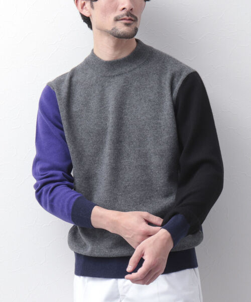 NOLLEY'S goodman(ノーリーズグッドマン)の「プレミアムカシミヤ モックネックニット(ニット/セーター・メンズ・ネイビー/グレー/ピンク/グリーン・M/L)」の1枚目の写真