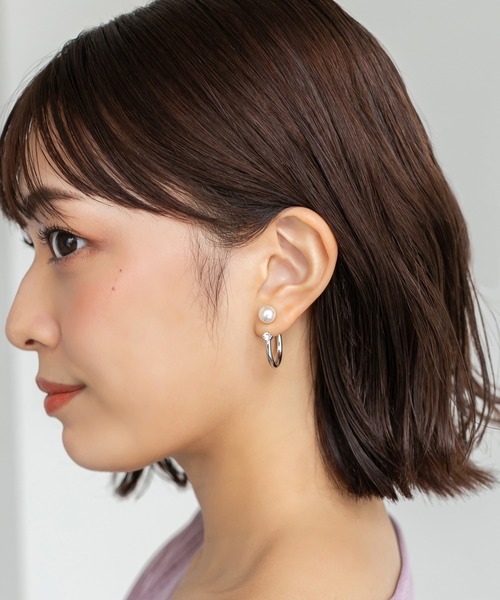 Edit Sheen(エディットシーン)の「パールサークルキャッチピアス(ピアス(両耳用)・レディース・シルバー/ゴールド・FREE)」の2枚目の写真