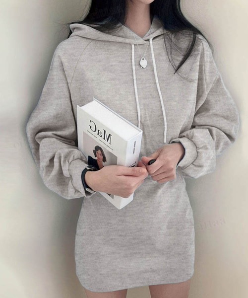 Dalfwin（ダールフィン）の「タイトミニパーカーワンピース（ワンピース・レディース・ブラック/グレー/アイボリー/グレー系2/ホワイト系2/ブラック系2・FREE）」の11枚目の写真