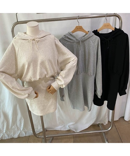 Dalfwin（ダールフィン）の「タイトミニパーカーワンピース（ワンピース・レディース・ブラック/グレー/アイボリー/グレー系2/ホワイト系2/ブラック系2・FREE）」の13枚目の写真