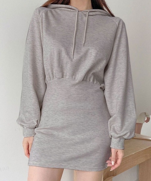 Dalfwin（ダールフィン）の「タイトミニパーカーワンピース（ワンピース・レディース・ブラック/グレー/アイボリー/グレー系2/ホワイト系2/ブラック系2・FREE）」の20枚目の写真