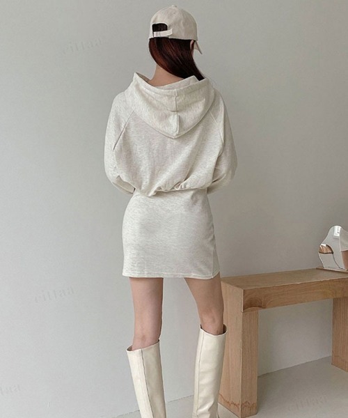 Dalfwin（ダールフィン）の「タイトミニパーカーワンピース（ワンピース・レディース・ブラック/グレー/アイボリー/グレー系2/ホワイト系2/ブラック系2・FREE）」の22枚目の写真