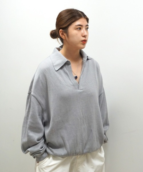 LOCALINA(ロカリナ)の「knit skipper L/S(ニット/セーター・メンズ・ホワイト/グレー・FREE)」の1枚目の写真