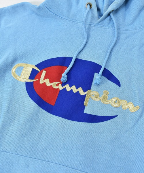 Champion(チャンピオン)の「【ヴィンテージ古着】Y2K Champion / チャンピオン リバースウィーブ ロゴ スウェットパーカー(パーカー・メンズ・ブルー・SMALL)」の3枚目の写真