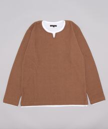 m.f.editorial（エムエフエディトリアル）の「＊m.f.エディトリアル メンズ ハニカム裏起毛 フェイクキーネック長袖プルオーバー（Tシャツ/カットソー・メンズ）」