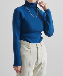 【Fizz/フィズ】 タートルネック釦付きリブニット