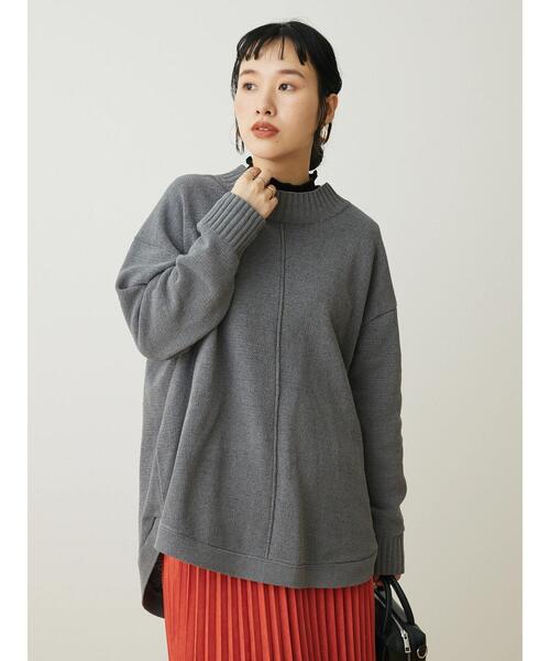 CRAFT STANDARD BOUTIQUE(クラフトスタンダードブティック)の「裾ラウンドモールニットチュニック *◆(ニット/セーター・レディース・グレイッシュベージュ/サックスブルー/マスタード/ブラック/チャコールグレー/パープル/ライトグレー・FREE)」の8枚目の写真