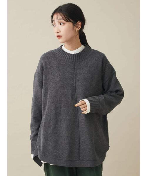 CRAFT STANDARD BOUTIQUE(クラフトスタンダードブティック)の「裾ラウンドモールニットチュニック *◆(ニット/セーター・レディース・グレイッシュベージュ/サックスブルー/マスタード/ブラック/チャコールグレー/パープル/ライトグレー・FREE)」の9枚目の写真