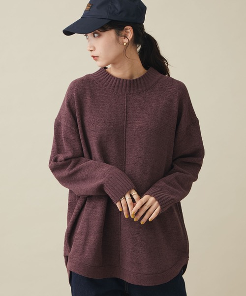 CRAFT STANDARD BOUTIQUE(クラフトスタンダードブティック)の「裾ラウンドモールニットチュニック *◆(ニット/セーター・レディース・グレイッシュベージュ/サックスブルー/マスタード/ブラック/チャコールグレー/パープル/ライトグレー・FREE)」の6枚目の写真