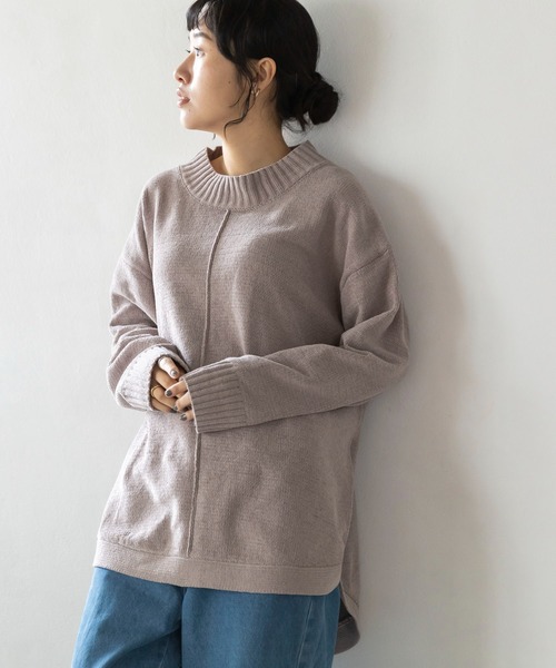 CRAFT STANDARD BOUTIQUE(クラフトスタンダードブティック)の「裾ラウンドモールニットチュニック *◆(ニット/セーター・レディース・グレイッシュベージュ/サックスブルー/マスタード/ブラック/チャコールグレー/パープル/ライトグレー・FREE)」の5枚目の写真