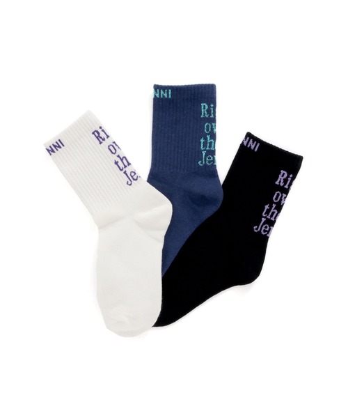 JENNI(ジェニィ)の「ロゴリブクルーソックス(ソックス/靴下・キッズ・ネイビー/ブラック/オフホワイト・22-24cm/19-21cm)」の5枚目の写真
