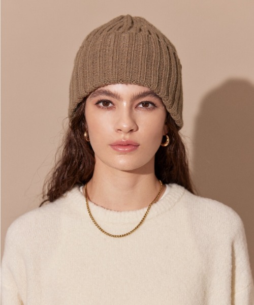 ALEXIA STAM（アリシアスタン）の「Rib Knit Beanie /リブニットビーニー（ニットキャップ/ビーニー・レディース・ネイビー/ブラウン/グレー・FREE）」の3枚目の写真