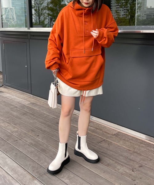 WEGO(ウィゴー)の「ぬこ×WEGO/【一部店限定】BIGフードアノラックパーカー(パーカー・レディース・オレンジ/ブラック・FREE)」の19枚目の写真