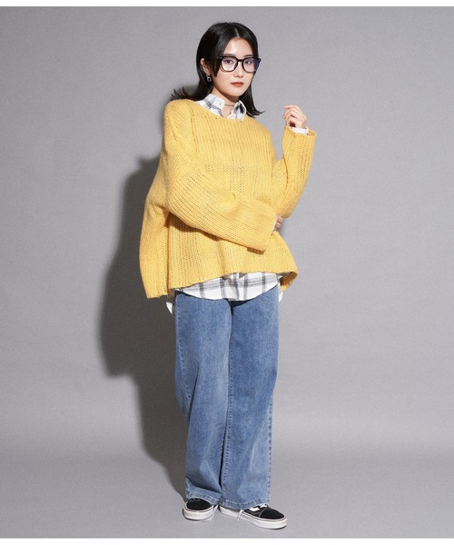 ANAP(アナップ)の「ボリュームスリーブざっくりニットトップスセーター(ニット/セーター・レディース・イエロー/スミクロ/パープル/ブルー/アイボリー・FREE)」の12枚目の写真