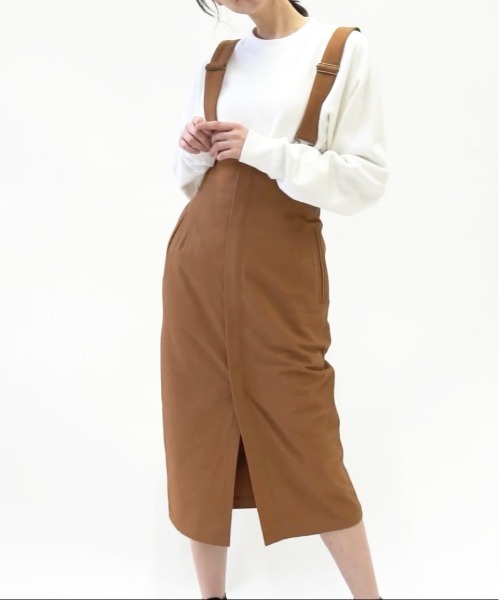 UNIVERSAL OVERALL（ユニバーサルオーバーオール）の「ハイウエスト ジャンパースカート【HI-WAIST JUMPER SKIRT】（ジャンパースカート・レディース・モスグリーン/チョコ/ブルー系その他・L/M）」の4枚目の写真