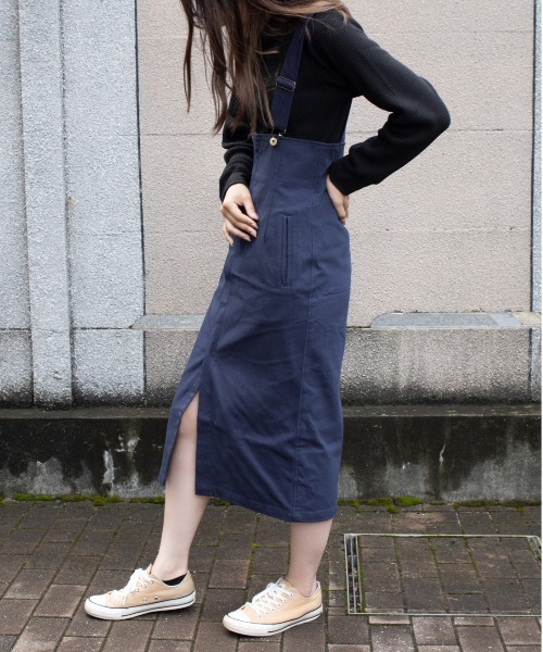 UNIVERSAL OVERALL（ユニバーサルオーバーオール）の「ハイウエスト ジャンパースカート【HI-WAIST JUMPER SKIRT】（ジャンパースカート・レディース・モスグリーン/チョコ/ブルー系その他・L/M）」の7枚目の写真
