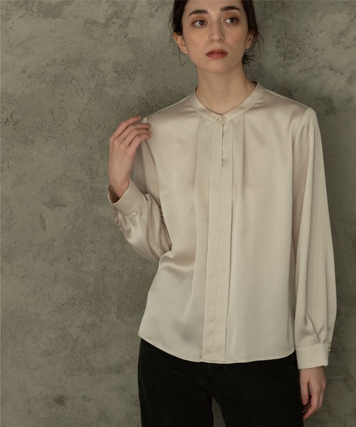 OPAQUE.CLIP（オペークドットクリップ）の「◆DELEGANT タックデザインブラウス【OPAQUE.CLIP NAVY】（シャツ/ブラウス・レディース・ナチュラル/ホワイト系・34/36/38/40/42）」の21枚目の写真