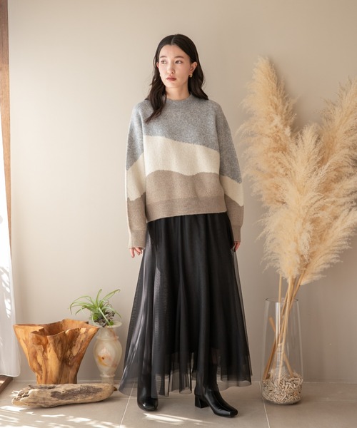 LOWRYS FARM(ローリーズファーム)の「カラーブロックニット 294858(ニット/セーター・レディース・イエロー/ブルー/グレー・FREE)」の4枚目の写真