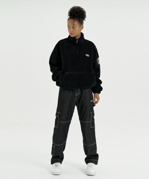 FCMM（エフシーエムエム）の「FIELD BEAR FLEECE HALF ZIP-UP/フィールドベアーフリースハーフジップ（スウェット・メンズ・ブラック/オフホワイト・LARGE/MEDIUM）」の17枚目の写真