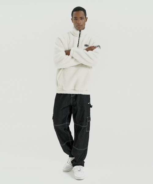 FCMM（エフシーエムエム）の「FIELD BEAR FLEECE HALF ZIP-UP/フィールドベアーフリースハーフジップ（スウェット・メンズ・ブラック/オフホワイト・LARGE/MEDIUM）」の18枚目の写真