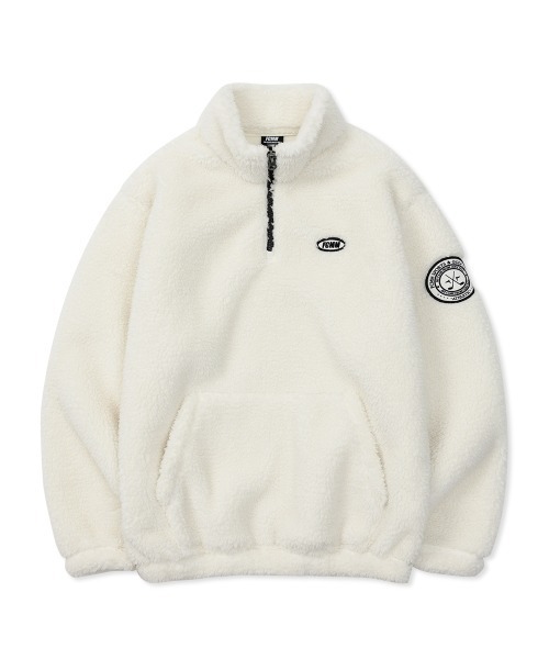 FCMM（エフシーエムエム）の「FIELD BEAR FLEECE HALF ZIP-UP/フィールドベアーフリースハーフジップ（スウェット・メンズ・ブラック/オフホワイト・LARGE/MEDIUM）」の3枚目の写真