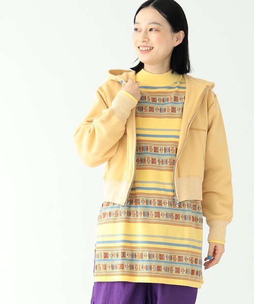 BEAMS BOY(ビームスボーイ)の「BEAMS BOY / フレンチテリー フルジップ フーディー(パーカー・レディース・グレー/ブラック/イエロー・ONE SIZE)」の7枚目の写真