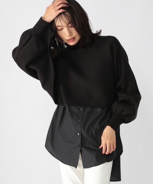 BARNYARDSTORM（バンヤードストーム）の「BARNYARDSTORM / ショートドッキングニット（ニット/セーター・レディース・チャコール/ブラック/ネイビー・FREE）」の13枚目の写真