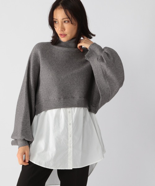 BARNYARDSTORM（バンヤードストーム）の「BARNYARDSTORM / ショートドッキングニット（ニット/セーター・レディース・チャコール/ブラック/ネイビー・FREE）」の6枚目の写真