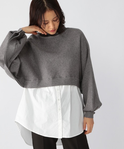 BARNYARDSTORM（バンヤードストーム）の「BARNYARDSTORM / ショートドッキングニット（ニット/セーター・レディース・チャコール/ブラック/ネイビー・FREE）」の16枚目の写真