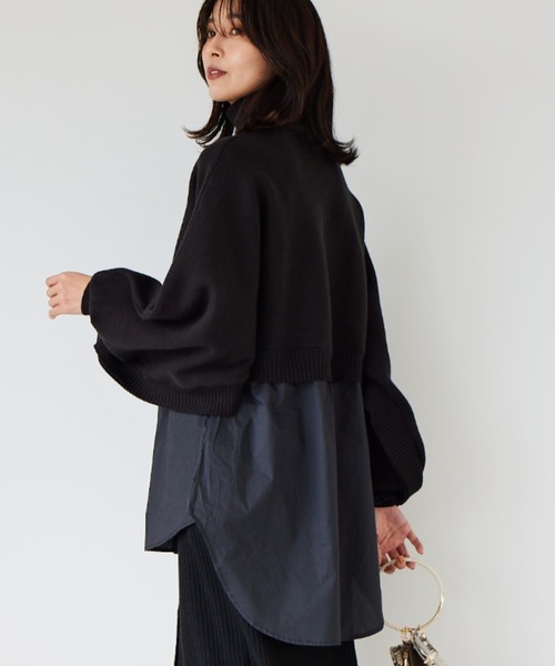 BARNYARDSTORM（バンヤードストーム）の「BARNYARDSTORM / ショートドッキングニット（ニット/セーター・レディース・チャコール/ブラック/ネイビー・FREE）」の8枚目の写真