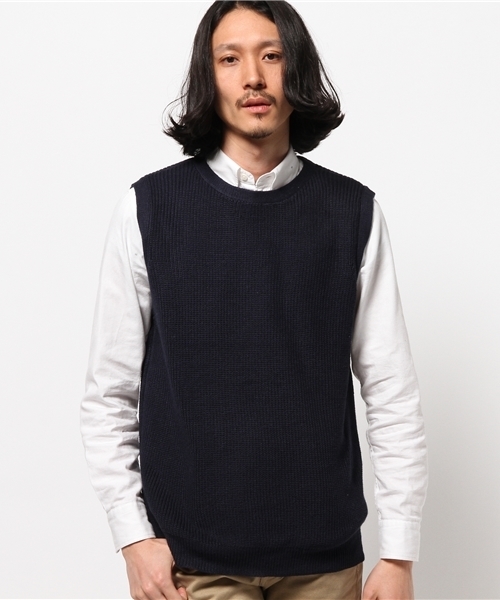 CIAOPANIC(チャオパニック)の「【Ciaopanic】 畦編みニットベスト(ニット/セーター・メンズ・グレー/ネイビー/アイボリー・LARGE/MEDIUM)」の3枚目の写真