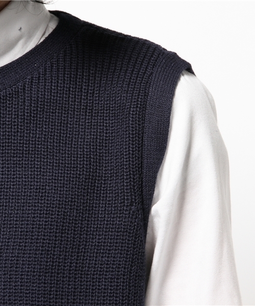 CIAOPANIC(チャオパニック)の「【Ciaopanic】 畦編みニットベスト(ニット/セーター・メンズ・グレー/ネイビー/アイボリー・LARGE/MEDIUM)」の8枚目の写真