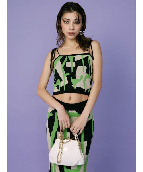 EVRIS（エヴリス）の「EチェーンショルダーBAG（ショルダーバッグ・レディース・ブラック/ホワイト/グリーン・FREE）」の5枚目の写真