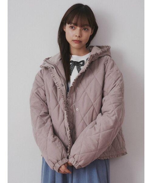 merry jenny（メリージェニー）の「フリルキルティングフードジャケット（その他アウター・レディース・ピンク/アイボリー/ブラック/ライトブルー・FREE）」の4枚目の写真