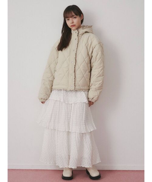 merry jenny（メリージェニー）の「フリルキルティングフードジャケット（その他アウター・レディース・ピンク/アイボリー/ブラック/ライトブルー・FREE）」の10枚目の写真