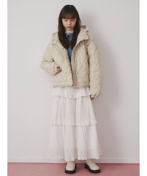 新品タグ付け　merry jenny アウター　キルティング　2way merry jenny リボンキルティングジャケット（ピンク