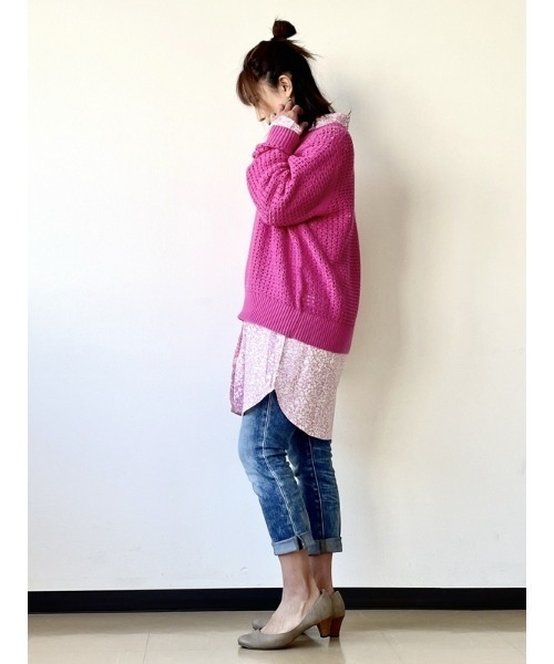 GAP（ギャップ）の「ポプリン パジャマシャツワンピース（シャツワンピース・レディース・ピンク/マルチ・XS/S/M/L/XXS）」の4枚目の写真