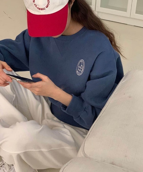 Dalfwin(ダールフィン)の「2023AW 秋冬新作 韓国ファッション スウェット レディース 裏起毛あり OBE刺繍Vガゼットスウェット トレーナー トップス(スウェット・レディース・ネイビー/グレー/オートミール・FREE)」の12枚目の写真