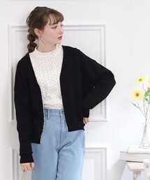 couture brooch | フェイクパールトリミングカーディガン(カーディガン/ボレロ)