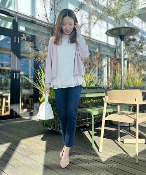 couture brooch（クチュールブローチ）の「◆【羽織るだけで着映え感UP！】フェイクパールトリミングカーディガン（カーディガン/ボレロ・レディース・ベビーピンク/ブラック/アイボリー・42/38）」の17枚目の写真