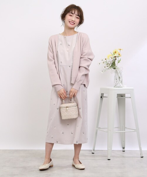 couture brooch（クチュールブローチ）の「◆【羽織るだけで着映え感UP！】フェイクパールトリミングカーディガン（カーディガン/ボレロ・レディース・ベビーピンク/ブラック/アイボリー・42/38）」の13枚目の写真