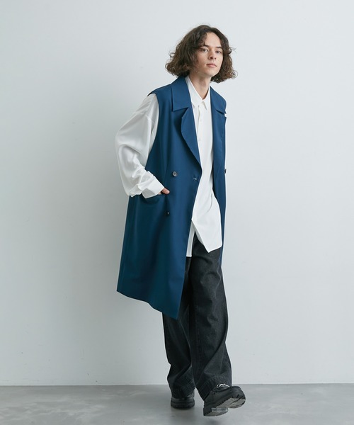 JUNRED（ジュンレッド）の「ドレープダブルクロスロングジレ（ベスト・メンズ・ブルー系その他4/ブラック・M/L）」の12枚目の写真